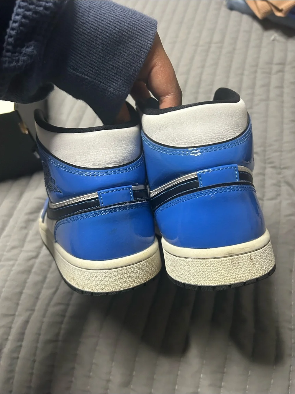 Jordan Men’s High-Top Basketball Sneakers in Blue, White & Black